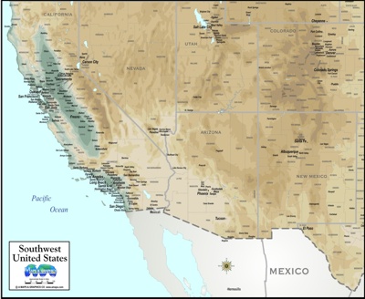 Download SOUTHWEST USA MAP To Print Cocity100 
